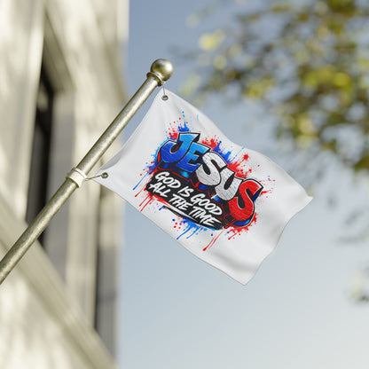 Double-Sided Flag — 'JESUS: God Is Good All The Time' Graffiti Faith Banner