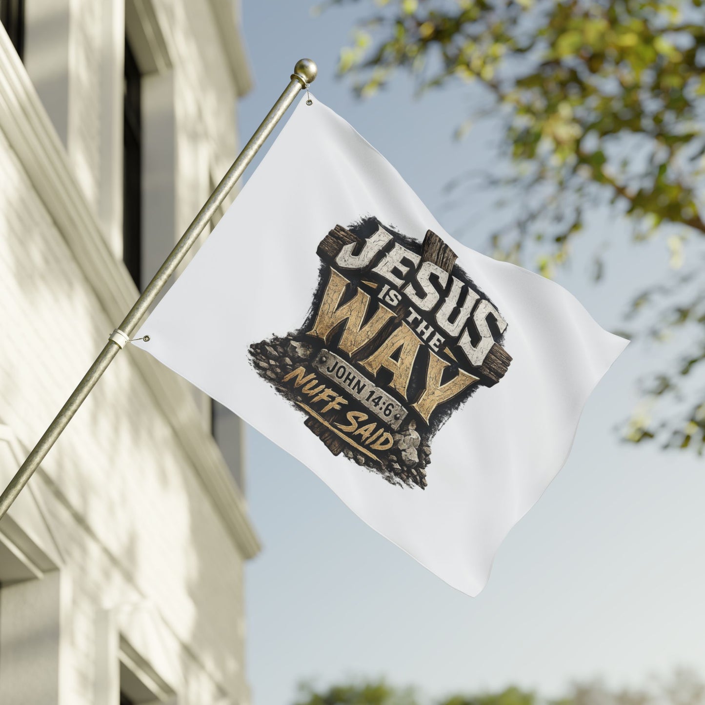 Jesus Is The Way Double-Sided Flag — John 14:6 Christian Decor
