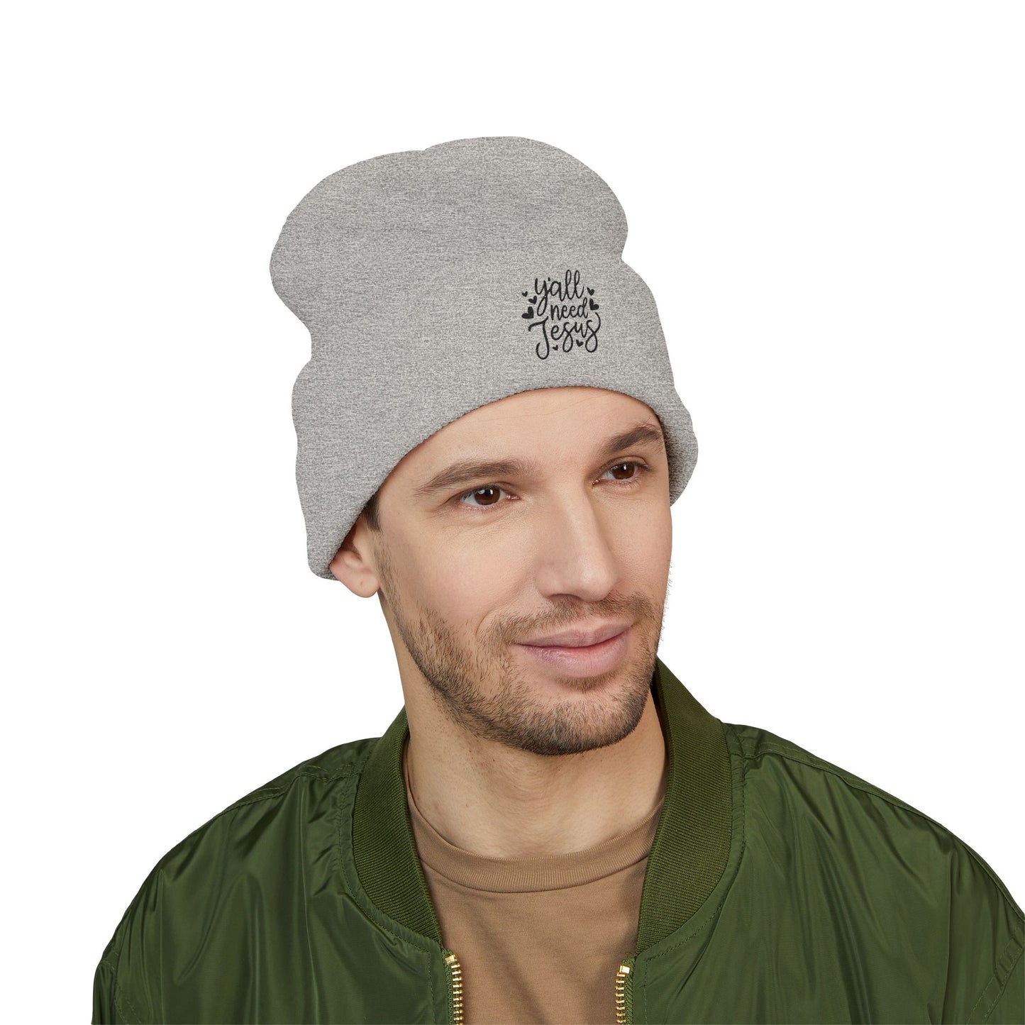 Embroidered 'Y'all Need Jesus' Cuffed Beanie