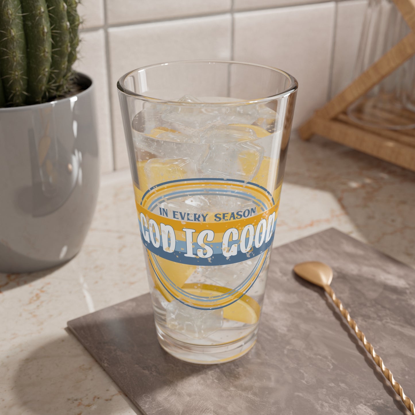 Mixing Glass – "God Is Good" 16oz Faith Glass