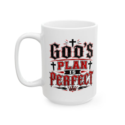 Ceramic Mug — Gothic 'God's Project' Cross Graphic Coffee Mug (11oz & 15oz)
