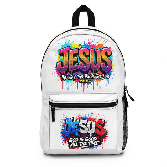 Jesus Graffiti Backpack — "The Way, The Truth, The Life" Christian Kids School Bag