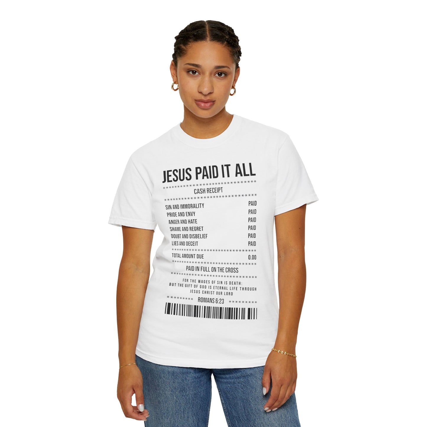 Jesus Paid It All T-Shirt — Christian Faith Receipt Graphic Tee