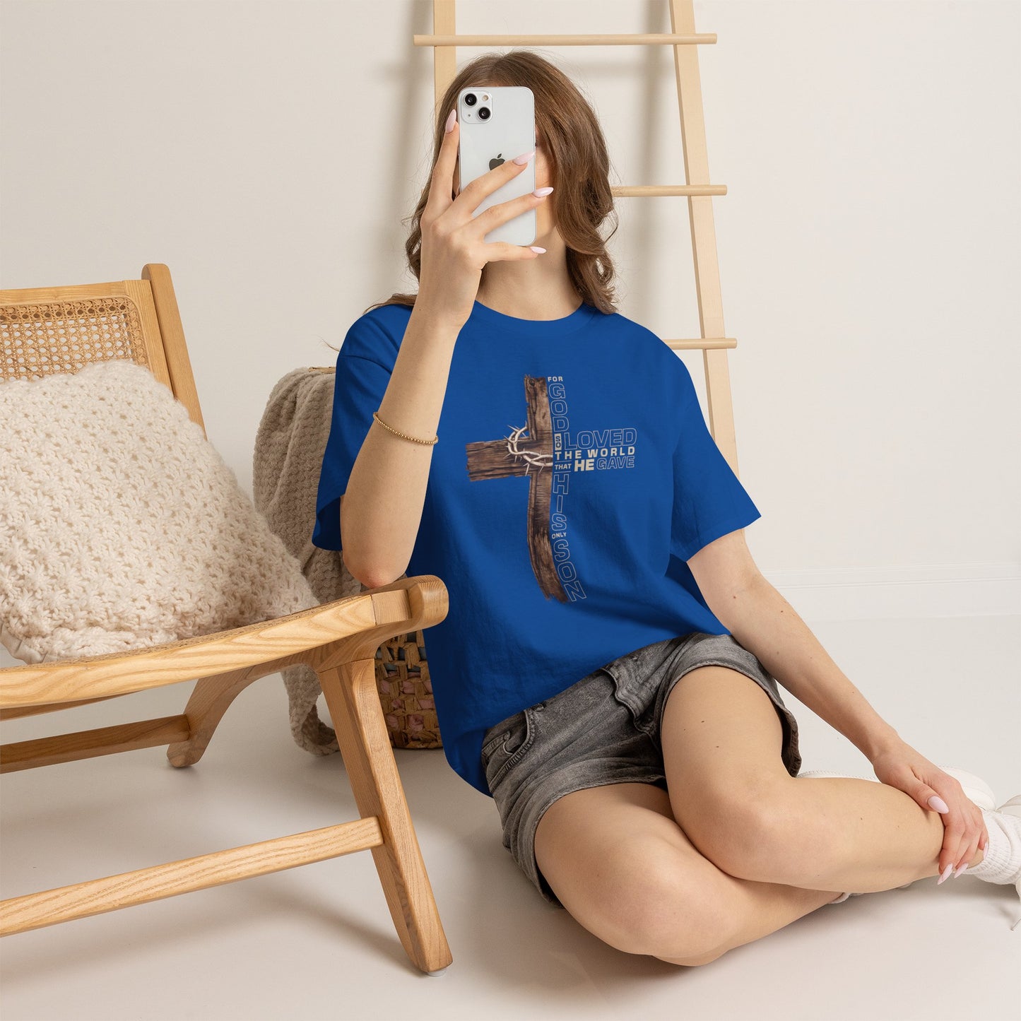 Christian Cross T‑Shirt — "For God Loved the World He Gave His Son" Inspirational Tee