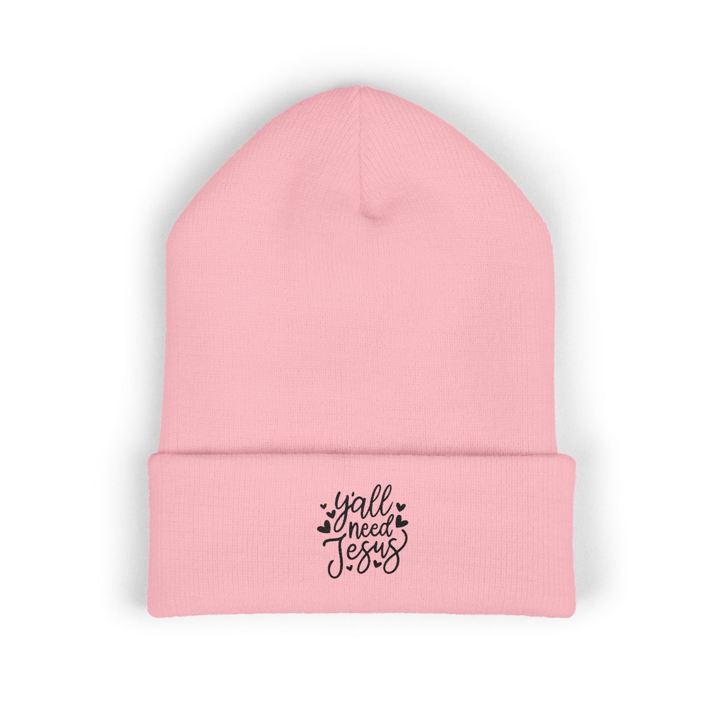Embroidered 'Y'all Need Jesus' Cuffed Beanie