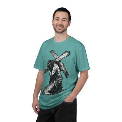 T‑Shirt — Christ Carrying Cross Black Illustration Graphic Tee