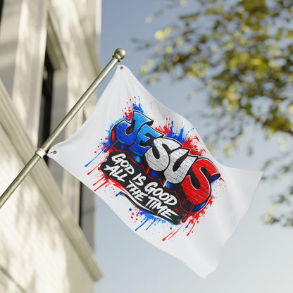 Double-Sided Flag — 'JESUS: God Is Good All The Time' Graffiti Faith Banner