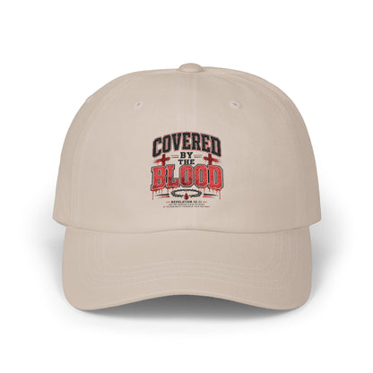 Dad Cap — "Covered by the Blood" Embroidered Christian Baseball Hat