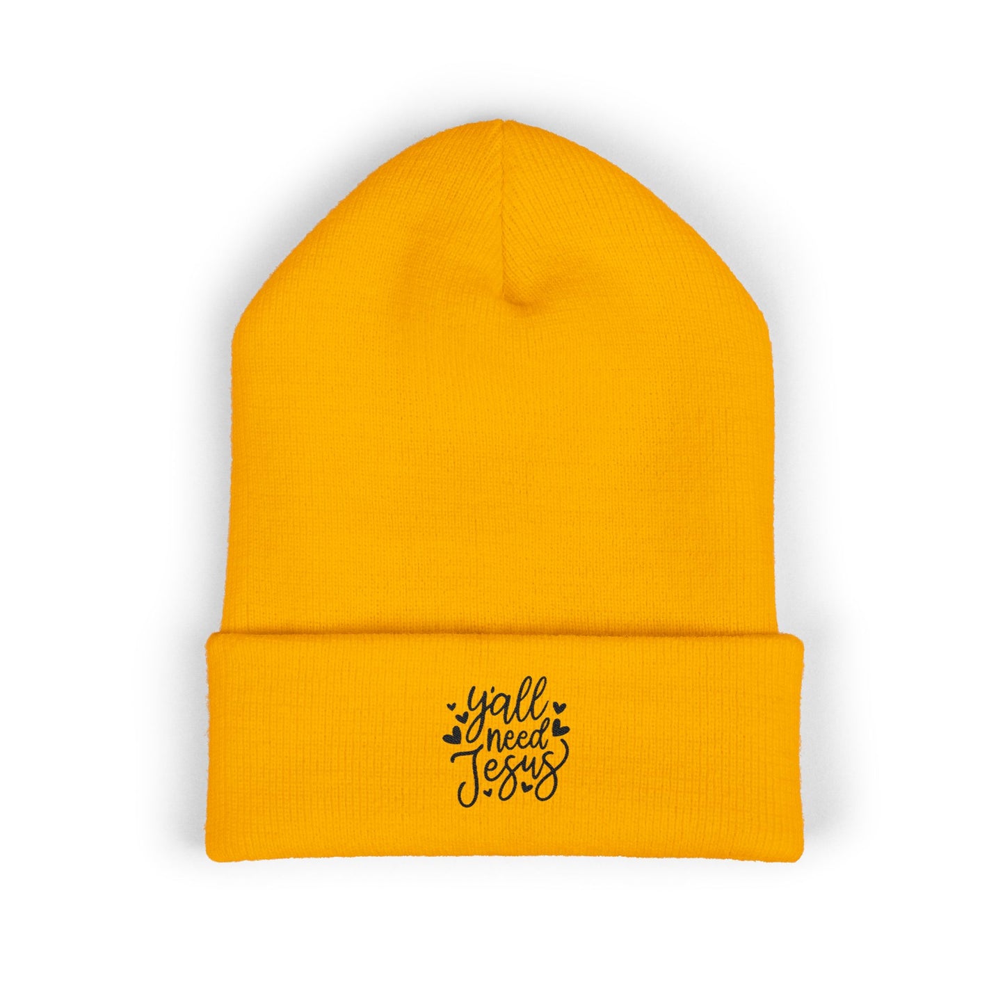 Embroidered 'Y'all Need Jesus' Cuffed Beanie