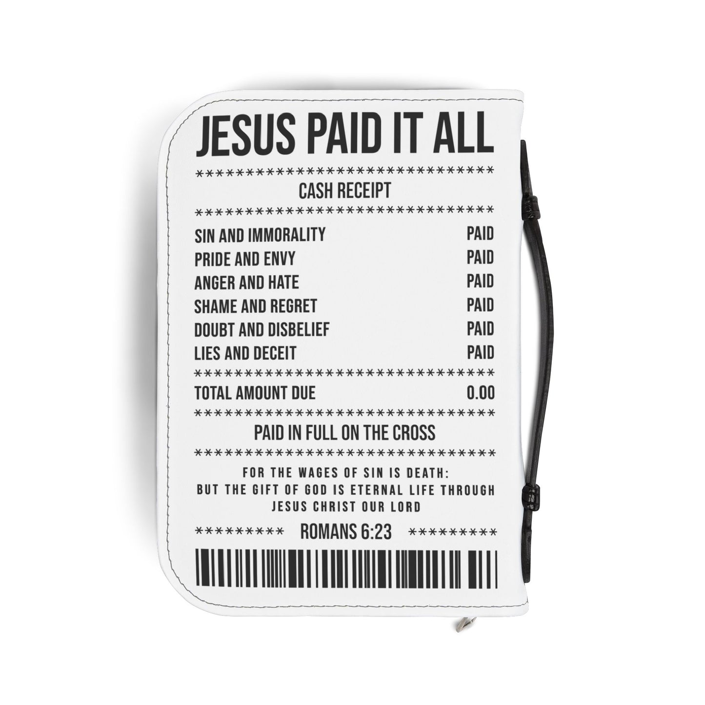 Bible Cover — "Jesus Paid It All" Receipt Design (Romans 6:23)