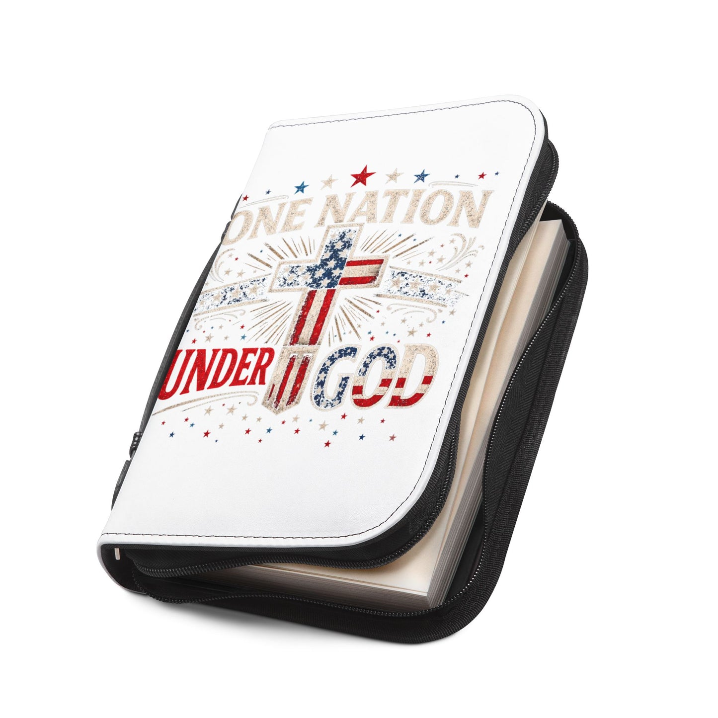Bible Cover — "One Nation Under God" Patriotic Cross Bible Cover