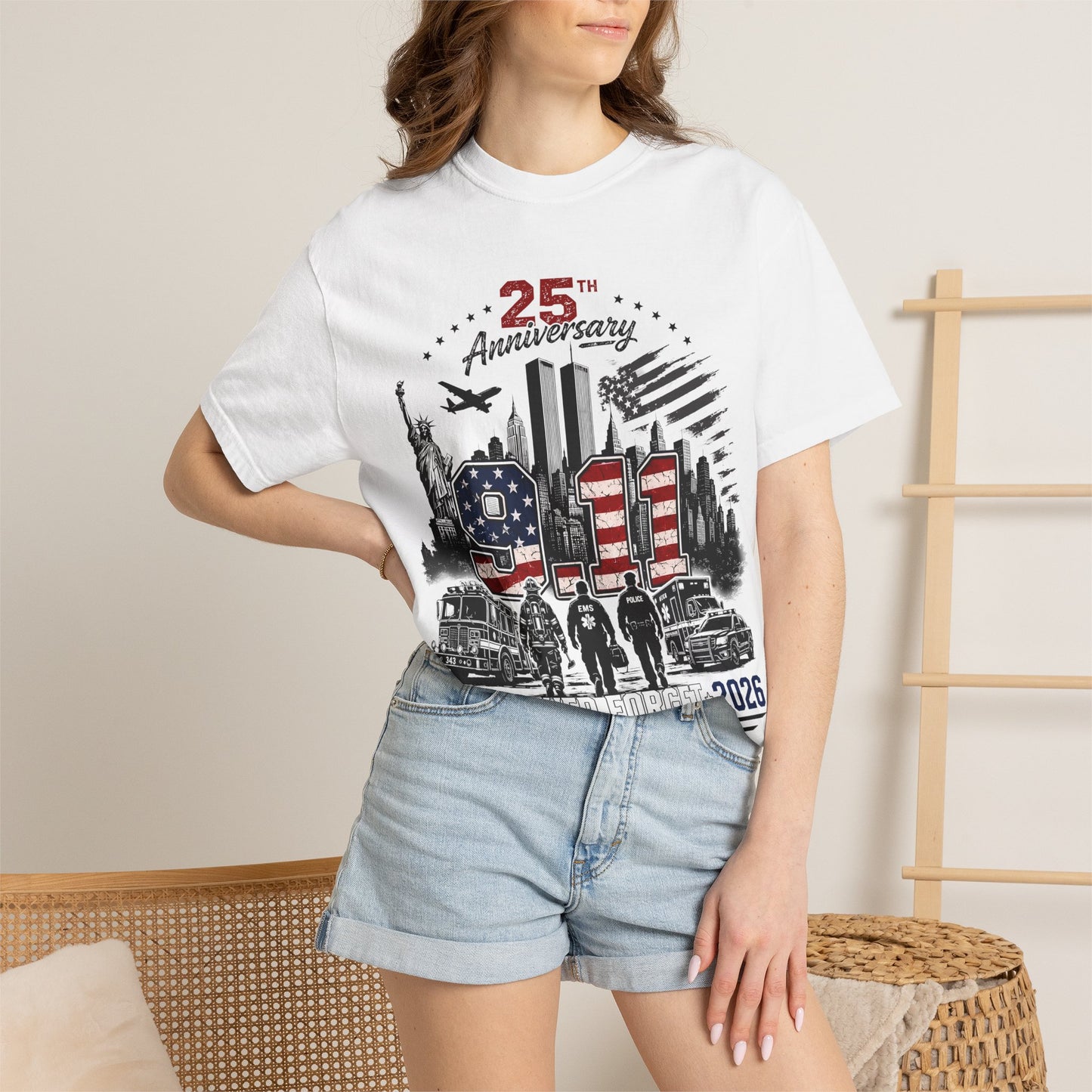 9/11 25th Anniversary T-Shirt — Never Forget 2001–2026 Memorial Tee