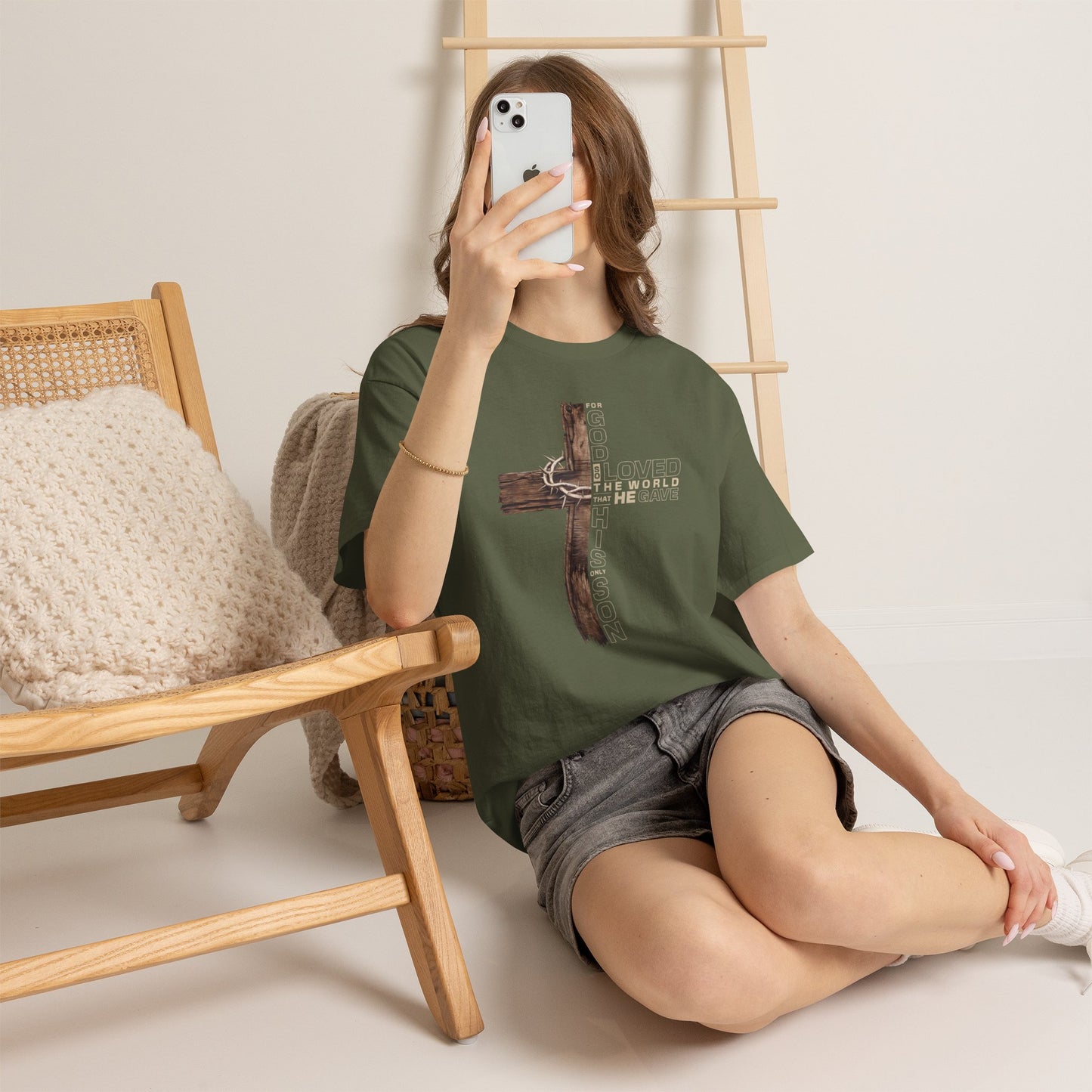 Christian Cross T‑Shirt — "For God Loved the World He Gave His Son" Inspirational Tee
