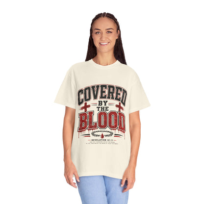 Covered by the Blood T-Shirt — Christian Faith Graphic Tee (Revelation 12:11)