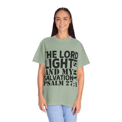 T-Shirt — 'The Lord is My Light and My Salvation' Psalm 27:1 Christian Tee