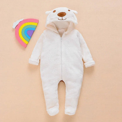 Cozy Bear Hooded Baby Romper