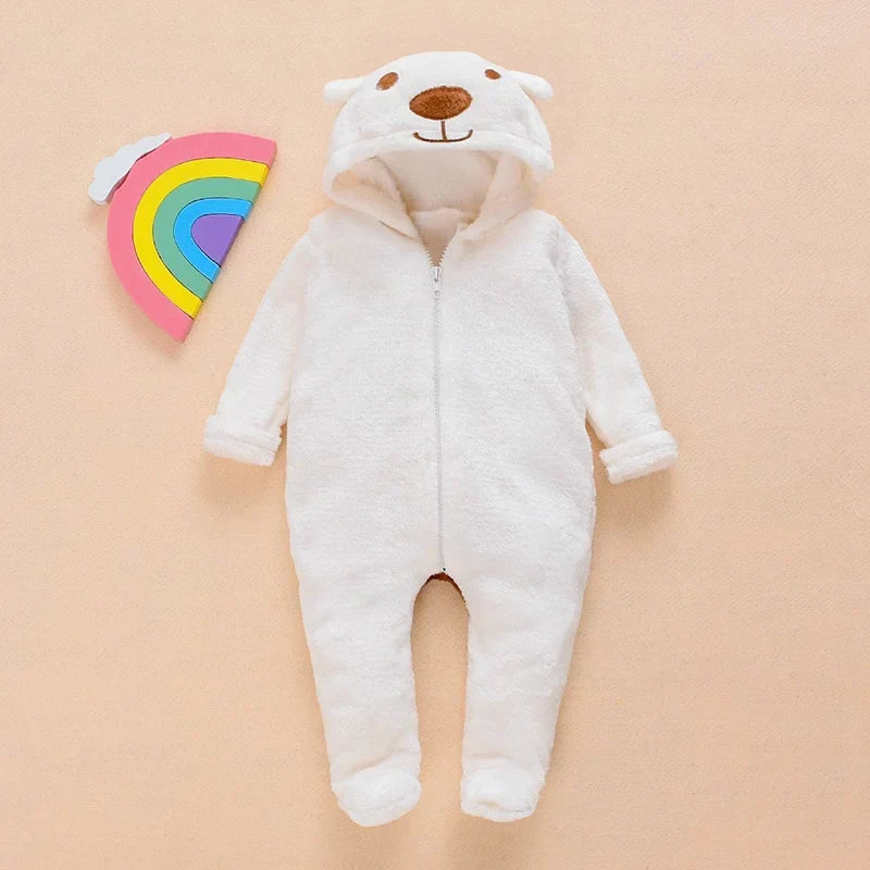 Cozy Bear Hooded Baby Romper