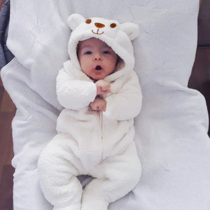 Cozy Bear Hooded Baby Romper