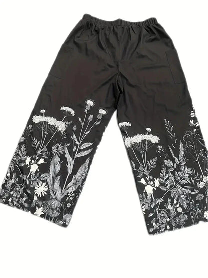 Graffiti Print Wide Leg Pants