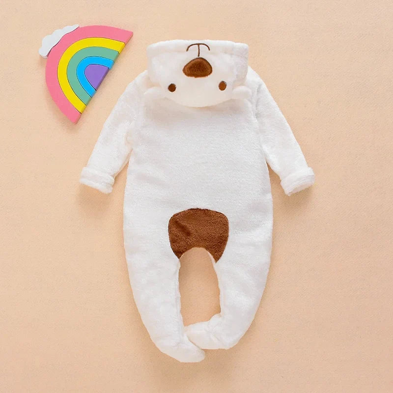 Cozy Bear Hooded Baby Romper